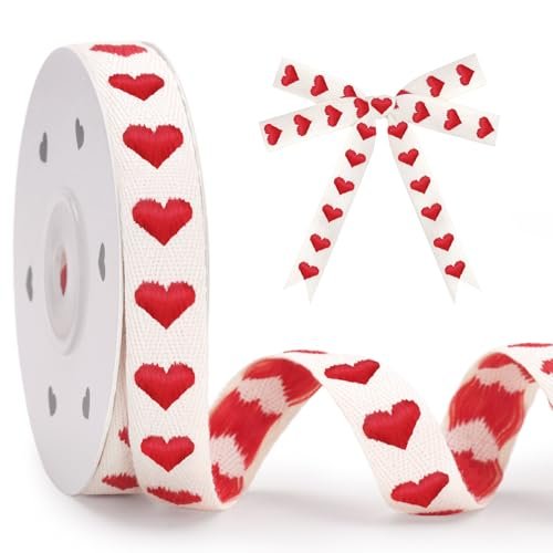 KINGLAKE Nastro di Cotone Rosso a Cuore per San Valentino